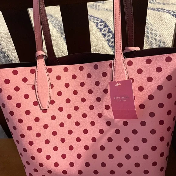 NWT Kate spade pink polka dot tote